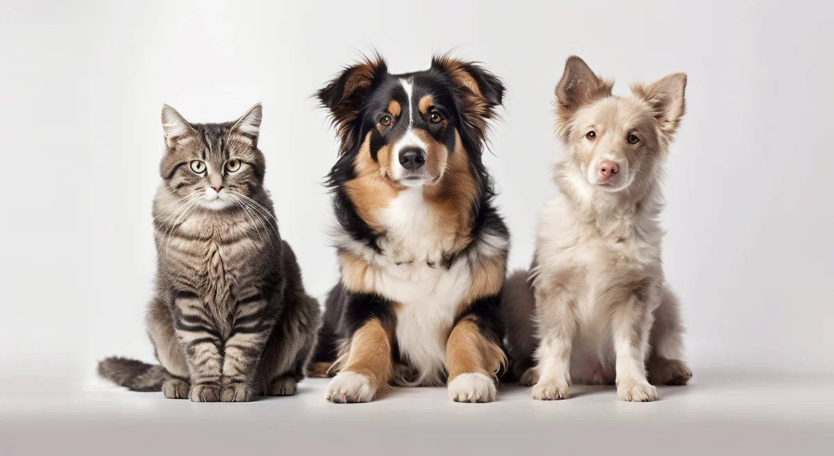 Cachorro e gato recebendo atendimento veterinário domiciliar da Aconchego Pet